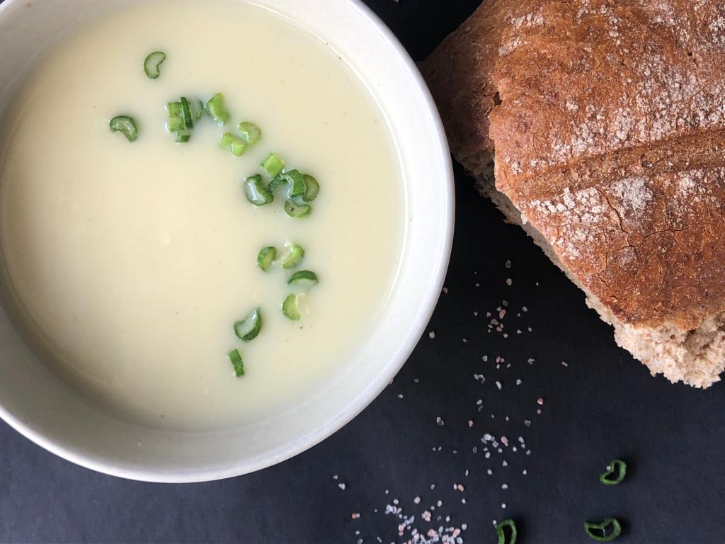 potato leek soup and bread