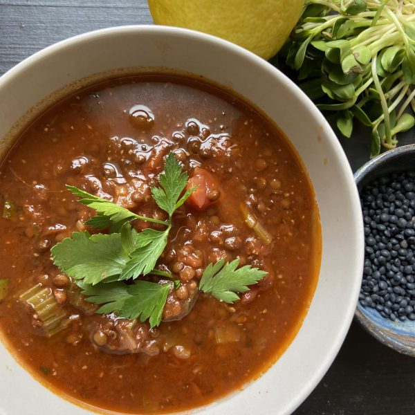 vegetable black lentil soup